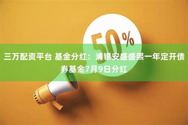 三万配资平台 基金分红：浦银安盛盛熙一年定开债券基金7月9日分红