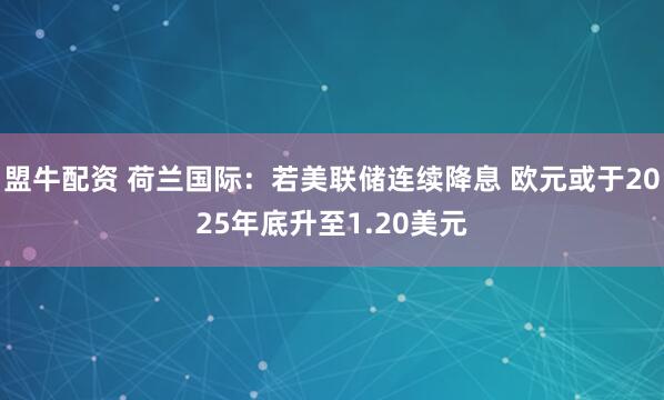 盟牛配资 荷兰国际：若美联储连续降息 欧元或于2025年底升至1.20美元