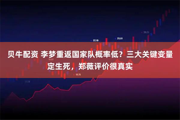 贝牛配资 李梦重返国家队概率低？三大关键变量定生死，郑薇评价很真实